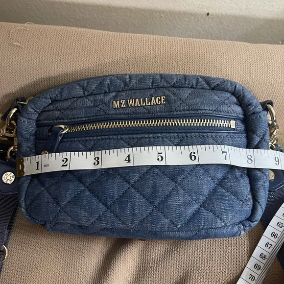 MZ Wallace Quilted Denim Mini Crosby Crossbody Bag - Denim Blue - Picture 7 of 10